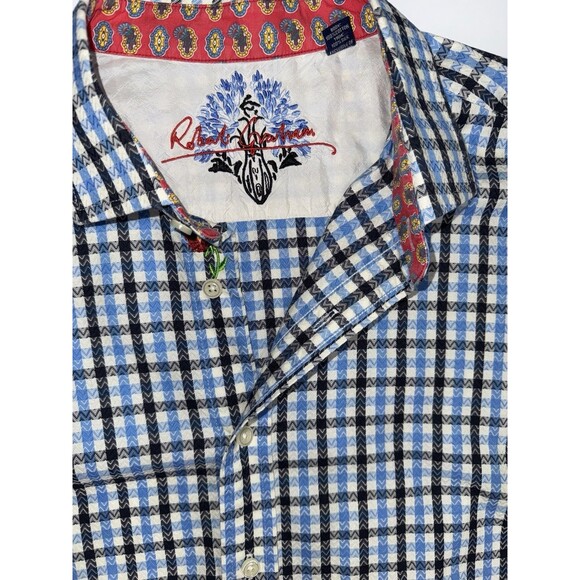 Robert Graham Dress Shirt. Men’s XL Embroidered, Gingham. Flip Cuff Silk Trim - Picture 3 of 8